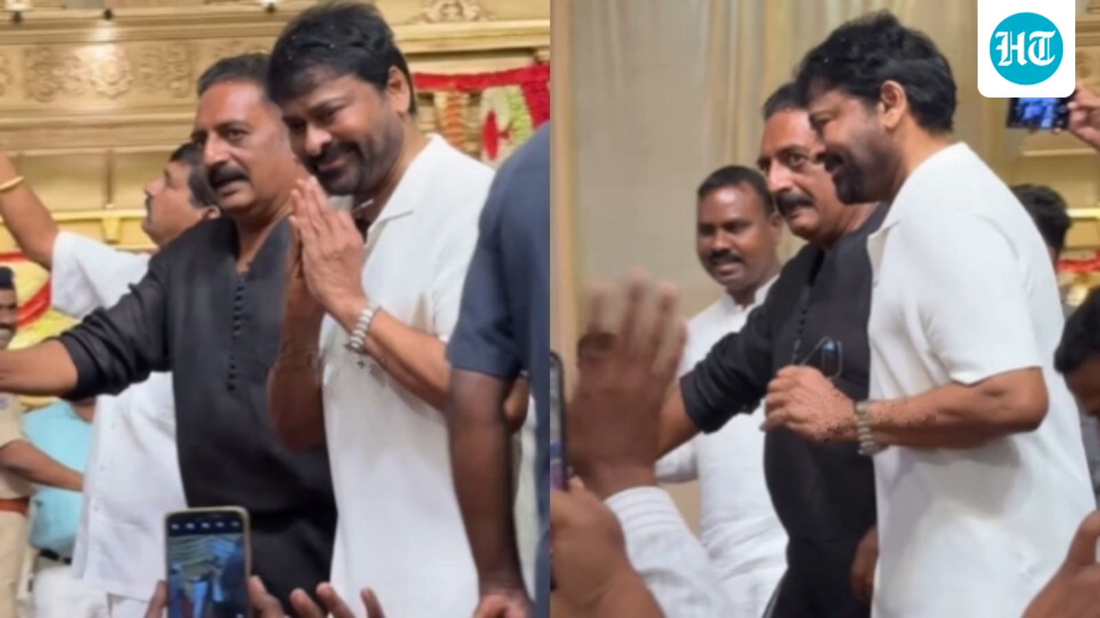 Prakash Raj turns ‘bodyguard’ for Chiranjeevi at Deputy CM Bhatti Vikramarka’s son’s wedding; fans think it's hilarious