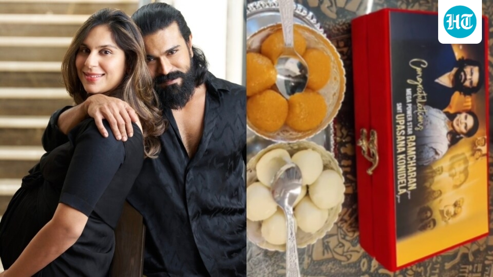 Ram Charan's fans show off silver and sweet gift hampers they received after his twins' births. Watch