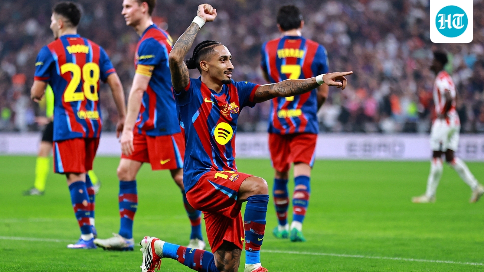 Raphinha bags brace as Barcelona thrash Athletic Bilbao 5-0 to reach Spanish Super Cup final