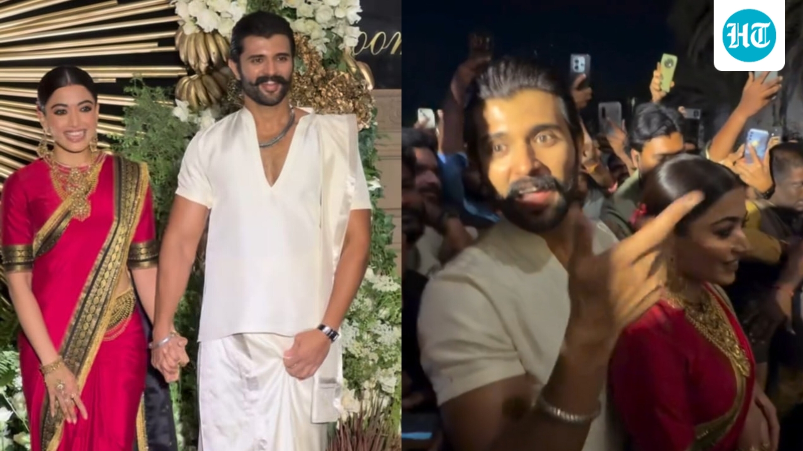 Vijay Deverakonda shields wife Rashmika Mandanna, tells paparazzi ‘udhar dekh’ during photo-op at wedding reception