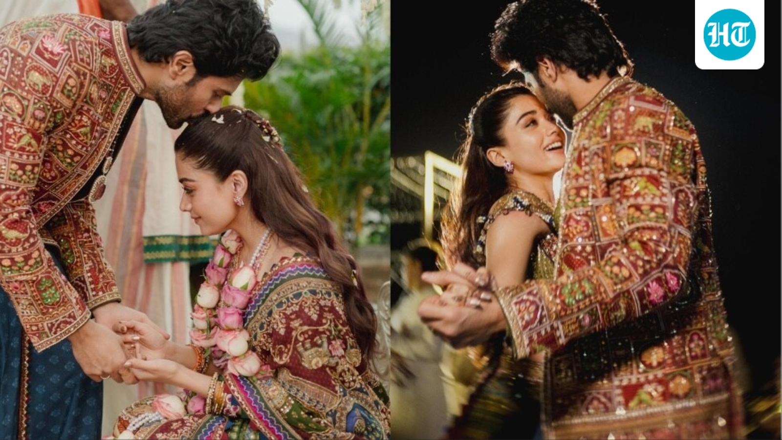 Rashmika Mandanna gets kisses from Vijay Deverakonda at pradhanam, mehendi ceremonies. See pics from 'perfect evening'