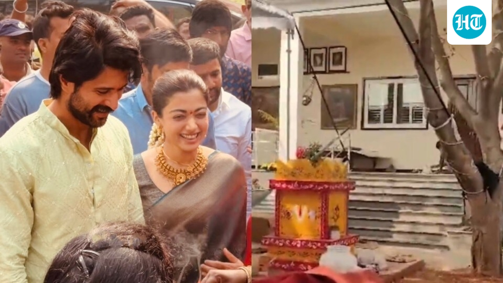 Rashmika Mandanna, Vijay Deverakonda perform Satyanarayana Vratam at their new home in Thummanapeta. Watch