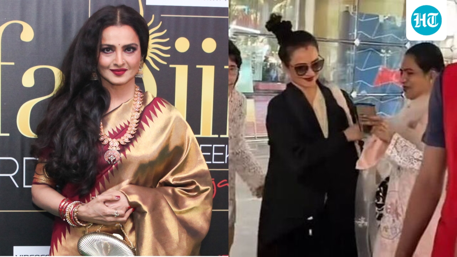 Rekha pushes a fan away, refuses to take photo with her at airport