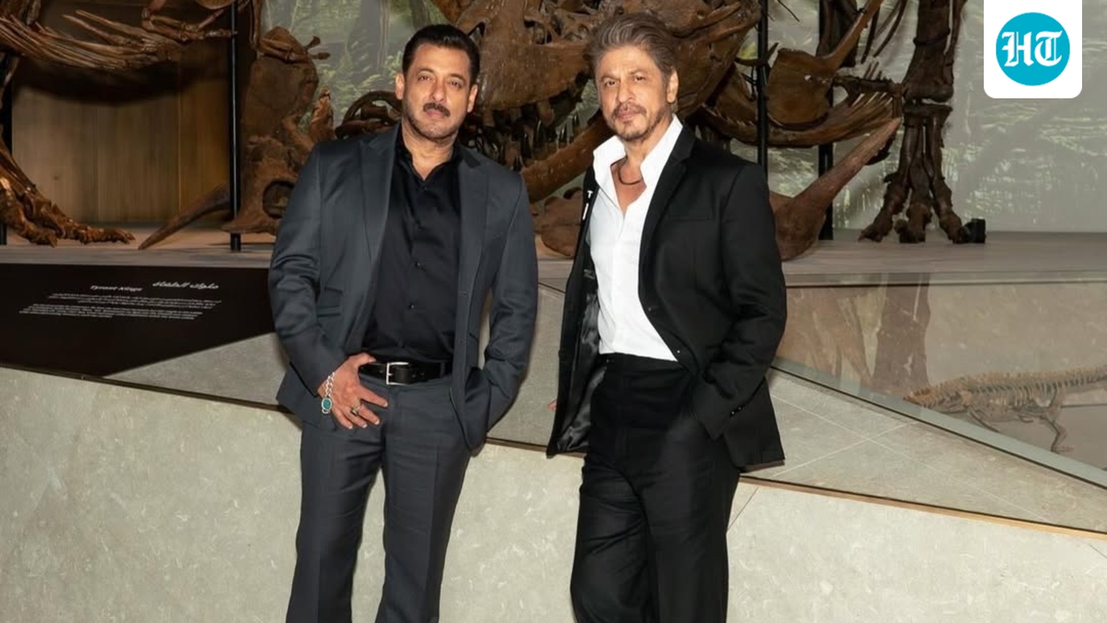 Salman Khan, Shah Rukh Khan pose with ‘mindblowing’ battling T rexes in ‘real Jurassic Park’ at Abu Dhabi museum. Watch