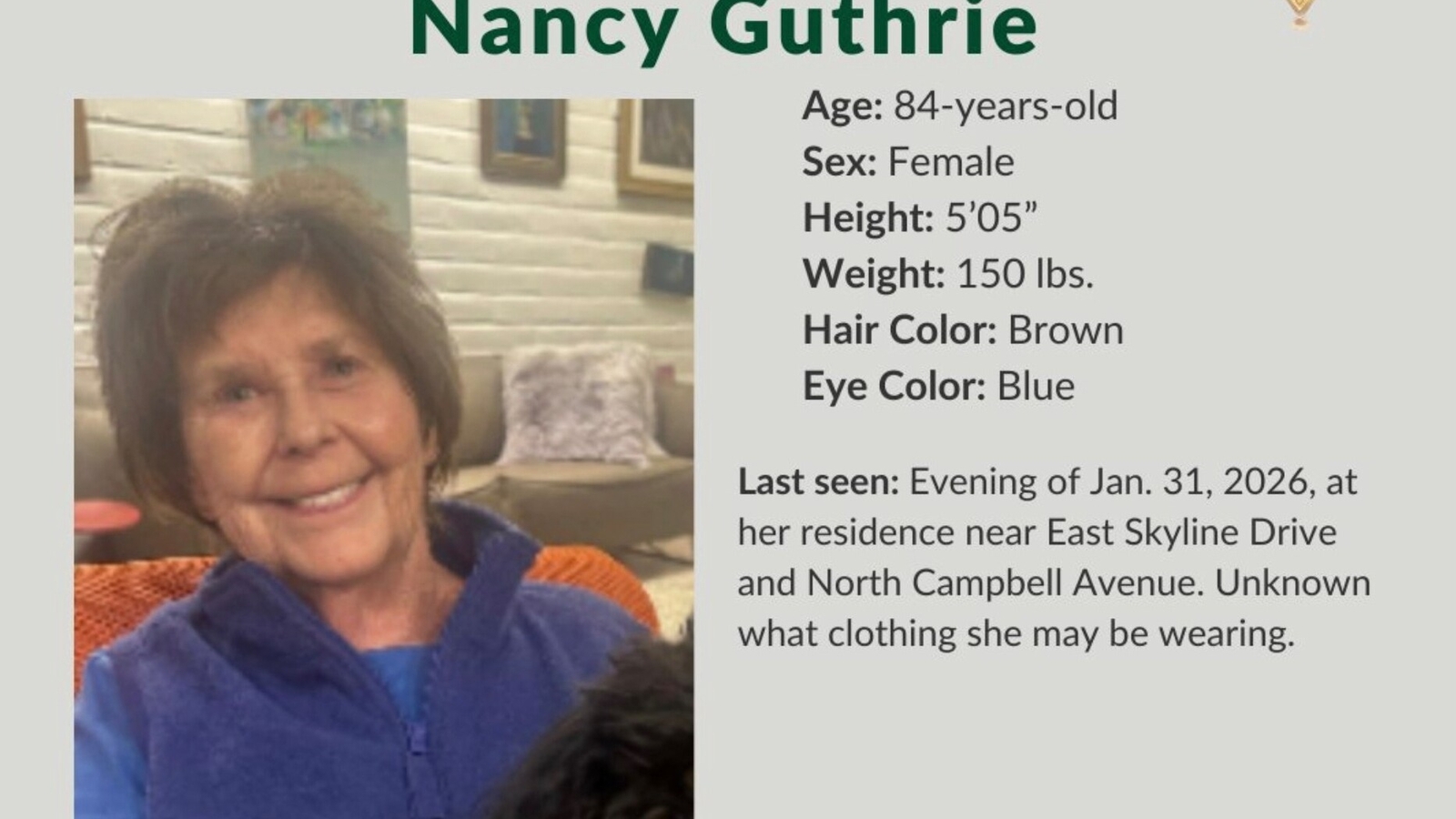 Nancy Guthrie missing case: Pima County Sheriff seeks help after search ops, gives chilling update, ‘it could be fatal’