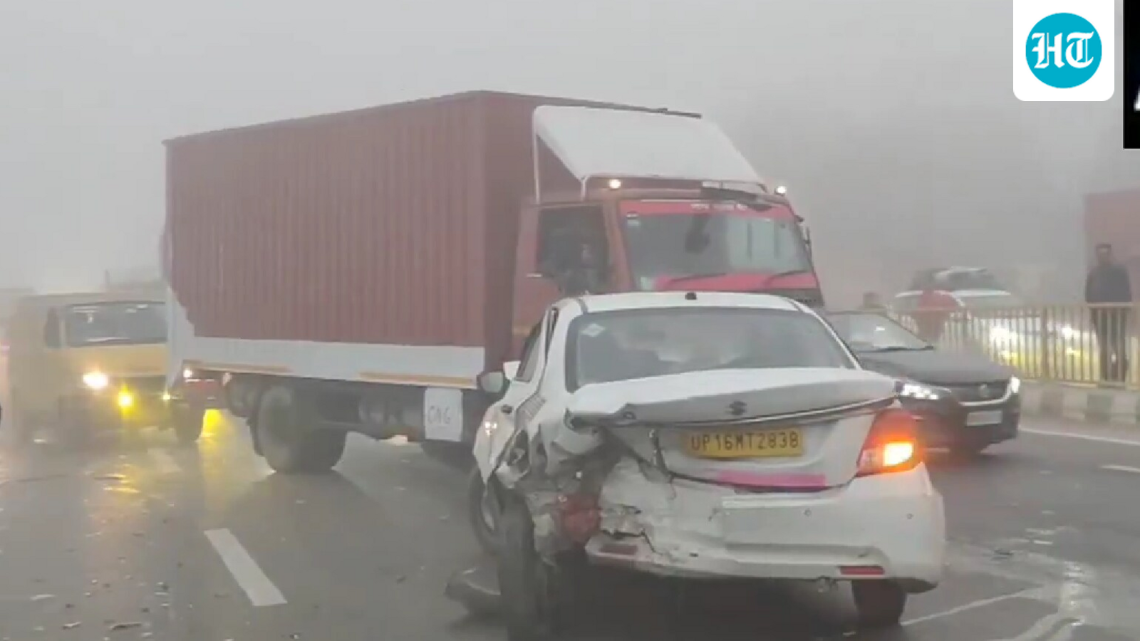 Multiple vehicles collide on Delhi-Sonipat road amid dense fog, low visibility near Haryana's Bahalgarh