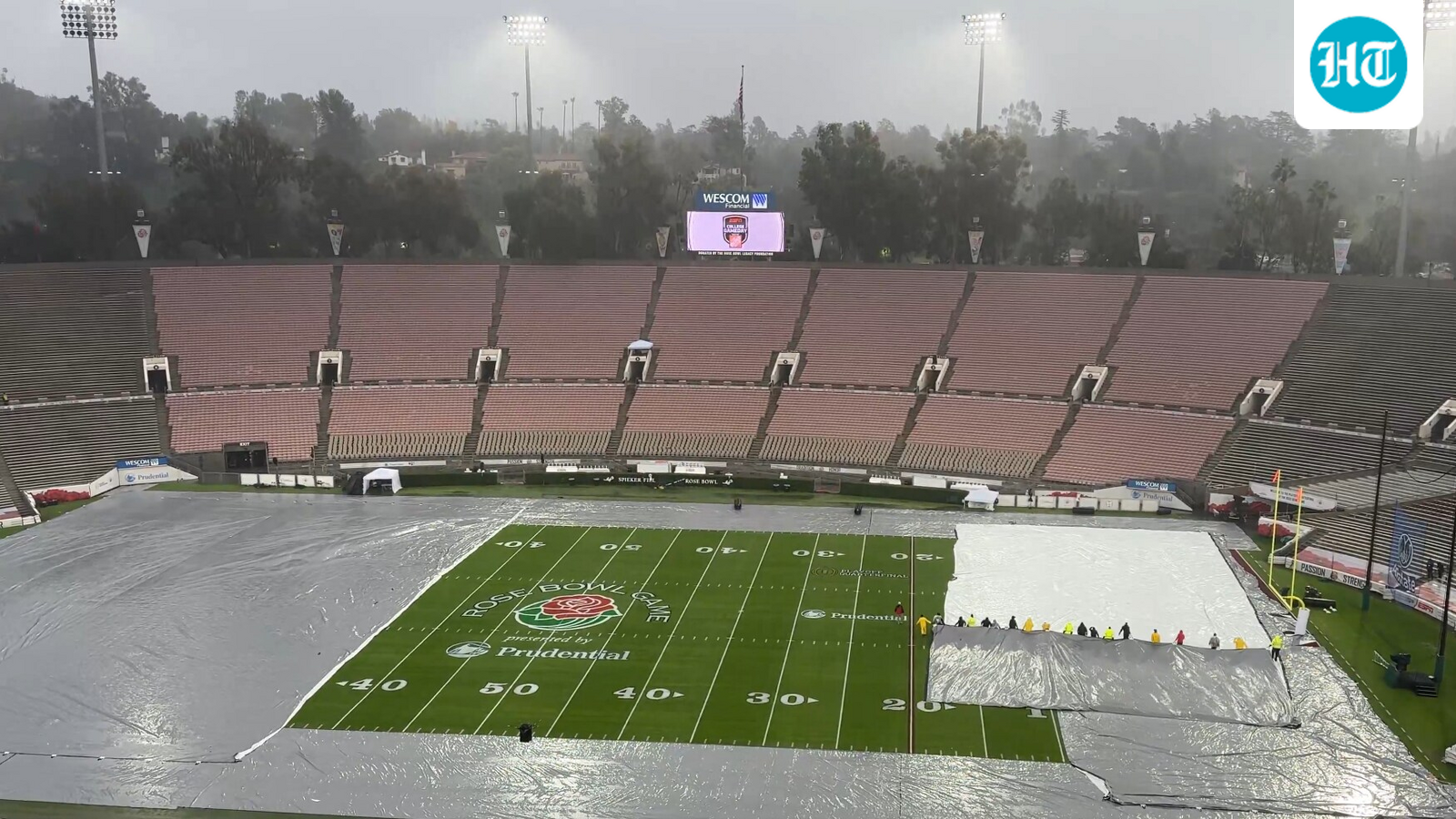 Rose Bowl weather update: Heavy rain soaks Pasadena field ahead of Indiana vs Alabama, flooding risk - What to know
