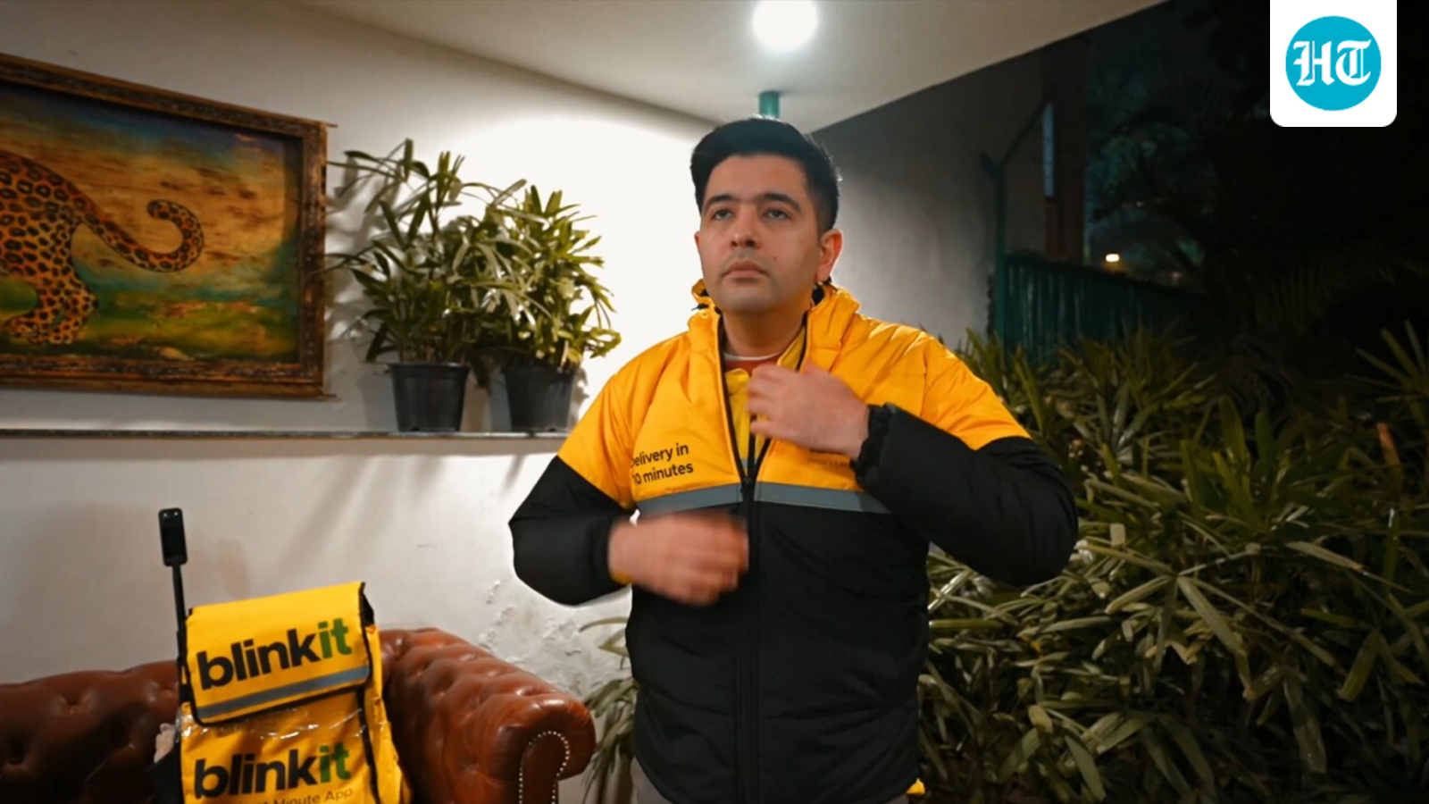 AAP's Raghav Chadha turns Blinkit delivery agent for a day amid gig workers' demands row | Video