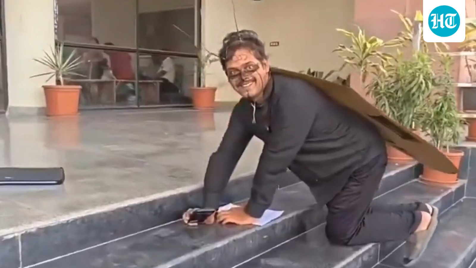 UP man reaches Mathura civic body office dressed as cockroach to draw attention to Yamuna pollution