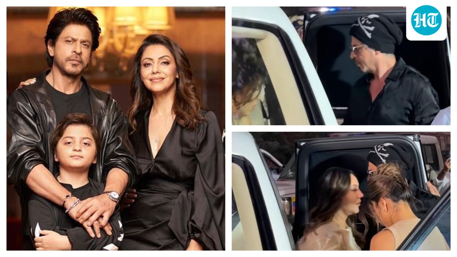 Protective Shah Rukh Khan shields Gauri Khan and Suhana Khan from crowd at son AbRam Khan’s annual day event