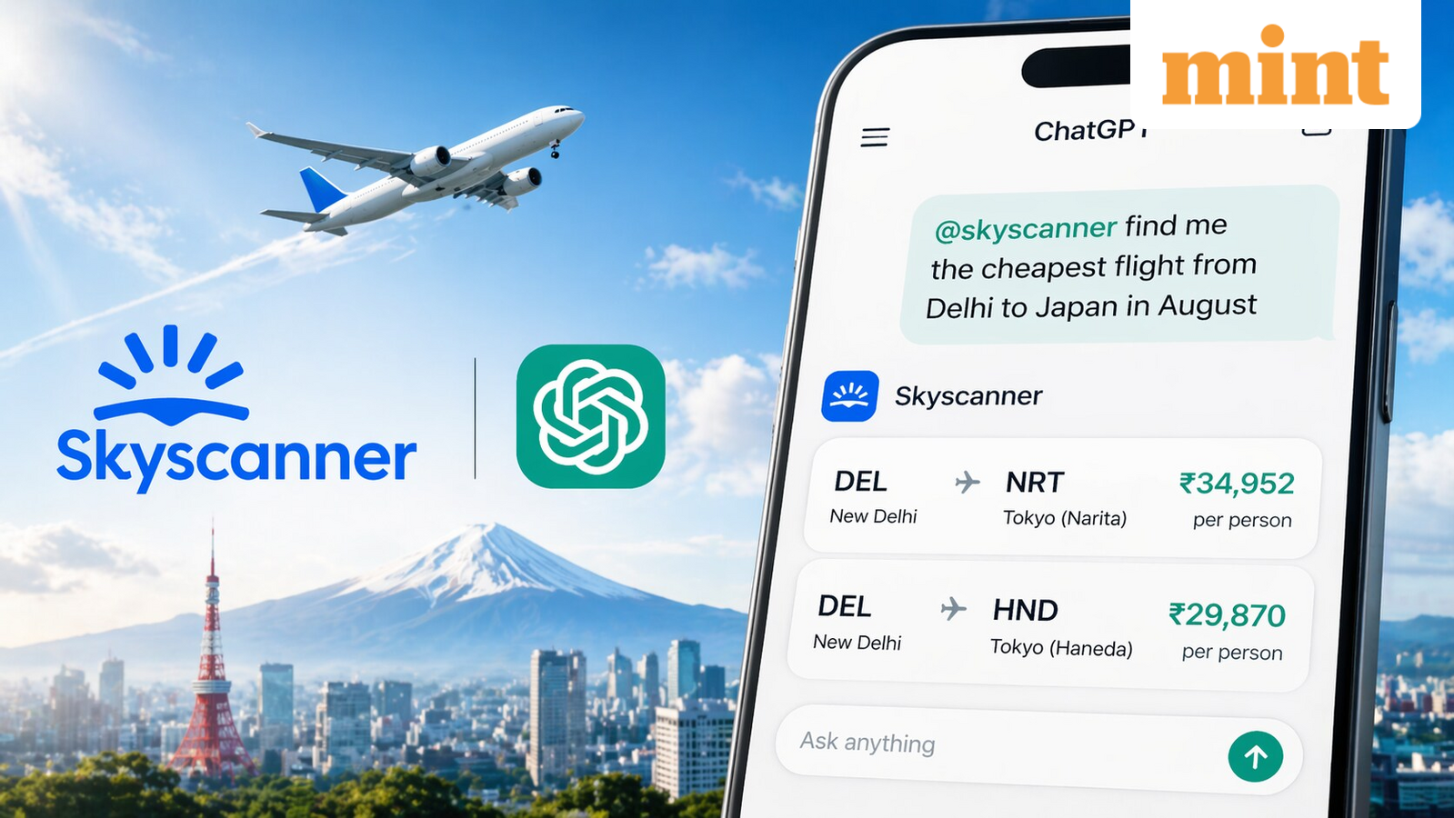You can now ask ChatGPT to find cheap flights using the new Skyscanner integration: Check step-by-step guide