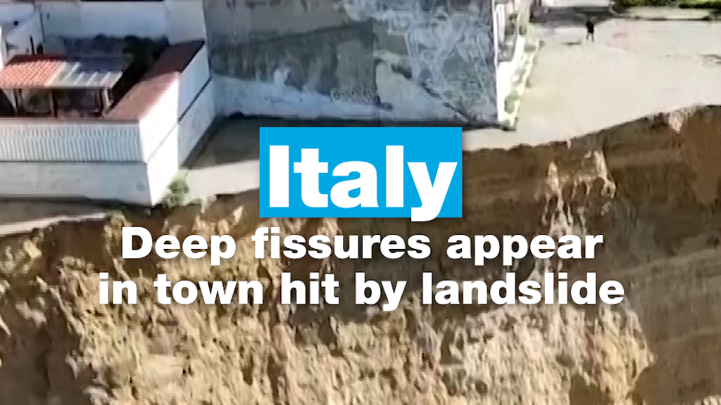Italy: Deep fissures appear in Sicilian town hit by landslide
