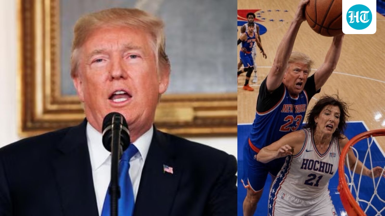 Trump shares bizarre AI image playing basketball with Kathy Hochul; internet reacts: ‘Every day, he discovers…’