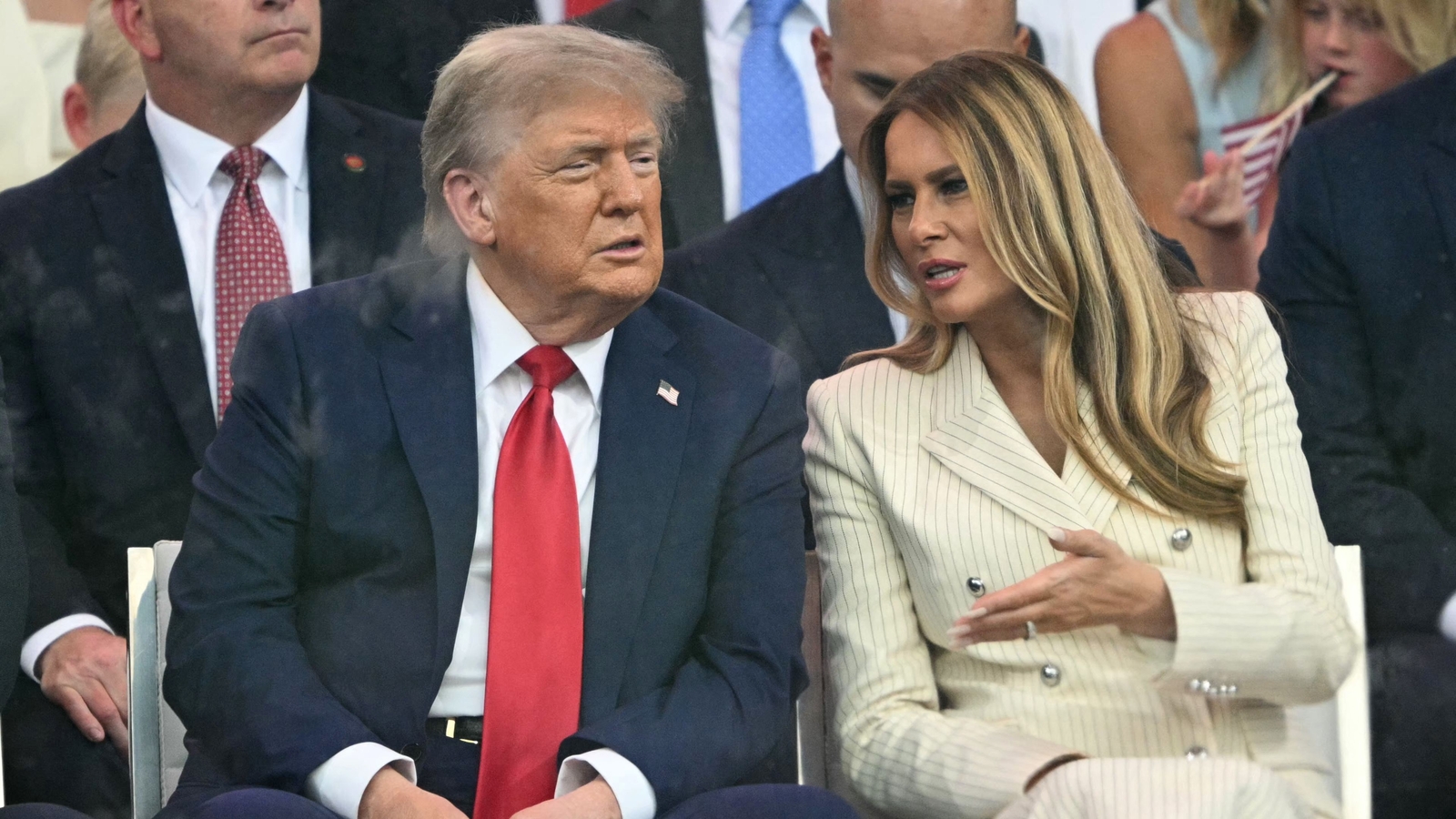 Trump and Melania's awkward moment during military parade celebration revealed by lip leader; ‘I pushed my finger…’