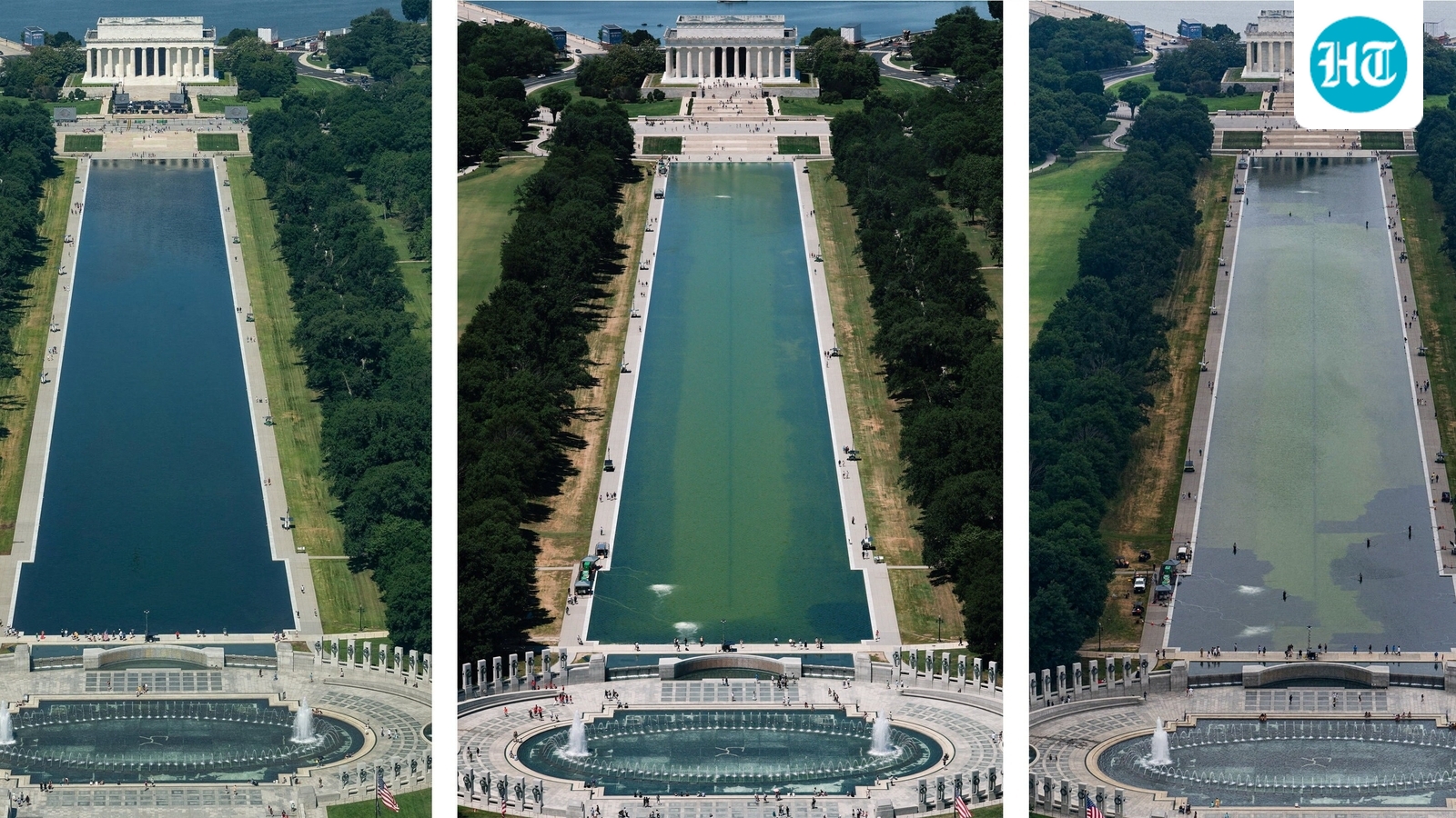 What's happening to the Reflecting Pool? Blue material peels off after Trump-ordered renovation