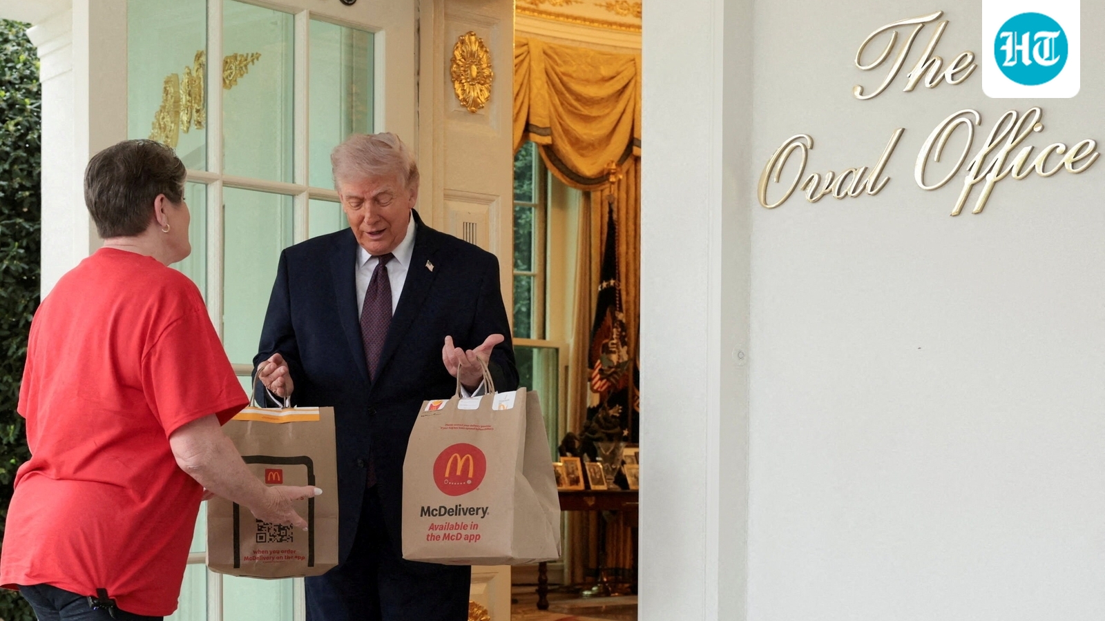 Trump marks ‘no tax on tips’ anniversary with McDonald’s delivery at White House