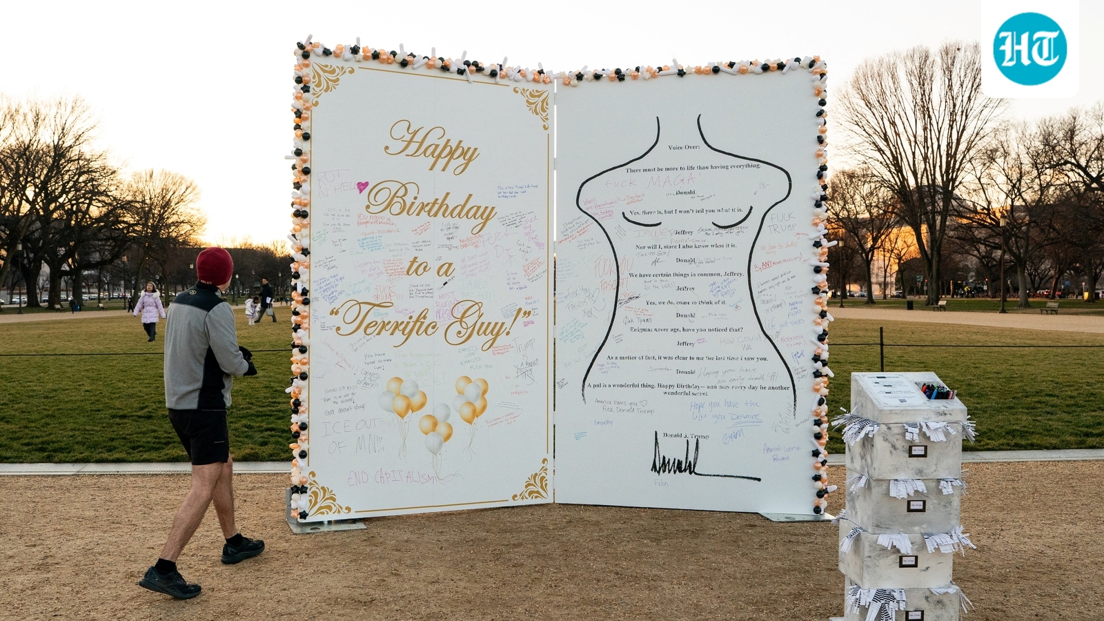 Huge replica of Trump’s alleged birthday message to Epstein appears on Washington's National Mall – who put it up?