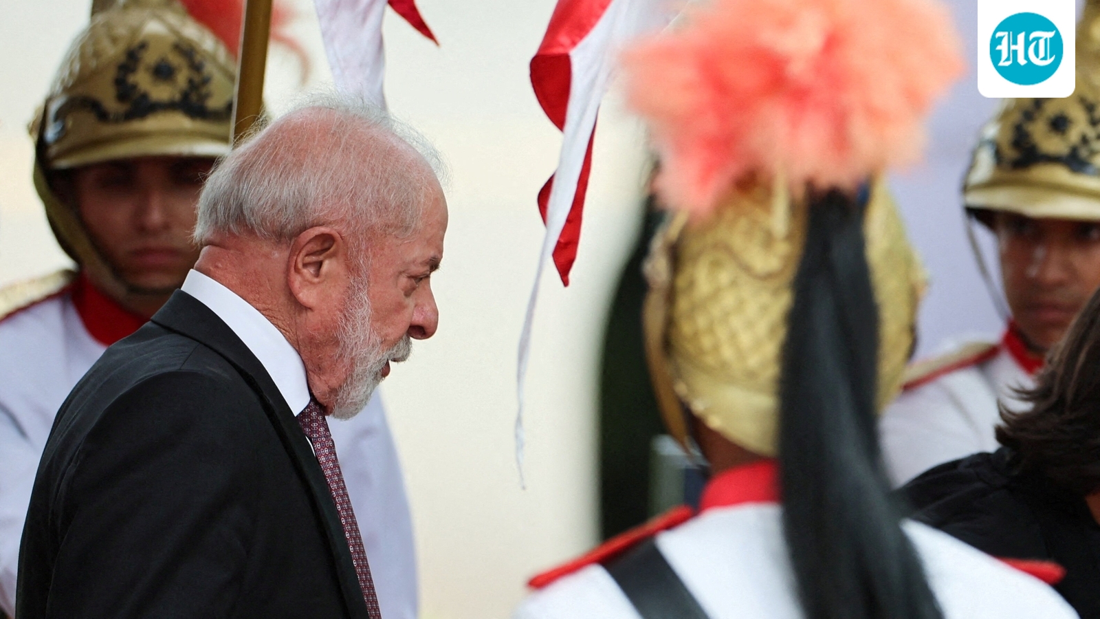 Brazilian President Luiz Inacio Lula da Silva receives ceremonial welcome at Rashtrapati Bhavan