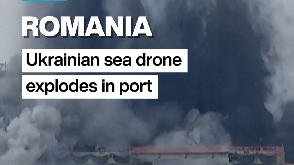 Ukrainian drone explodes in Romanian sea port