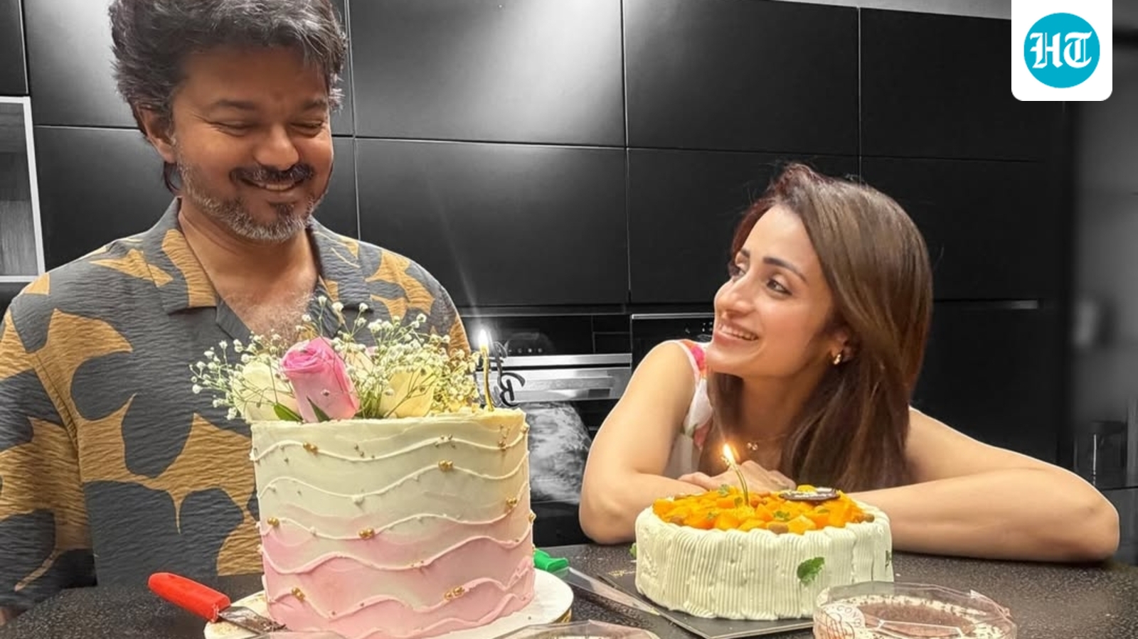 Trisha Krishnan can't take eyes off Vijay as he celebrates his 52nd birthday with her; pens sweet message for him