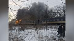Panic on crowded train - passenger tells BBC of moment of Russian drone strike