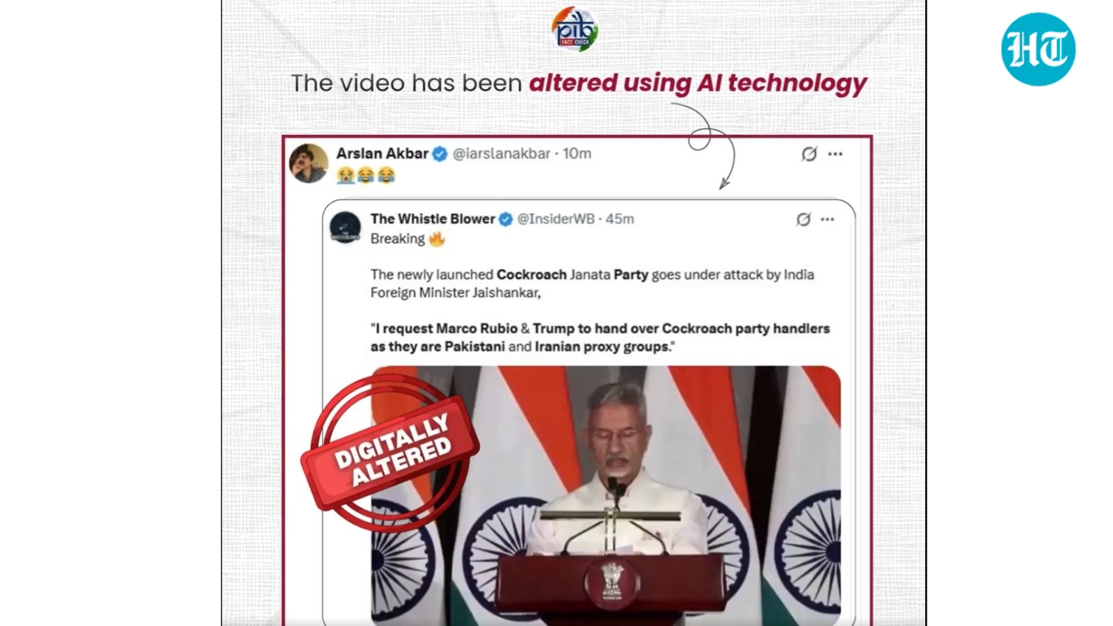 ‘Fake’: PIB flags AI-generated video of Jaishankar urging US to hand over Cockroach Janta Party handlers