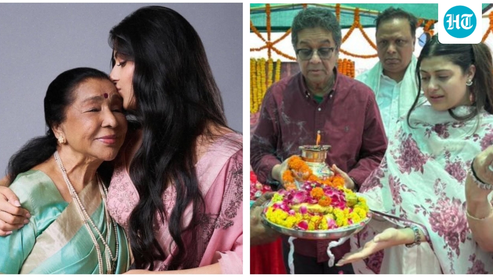 Asha Bhosle's son Anand and granddaughter Zanai visit Varanasi to perform final rites, immerse her ashes in the Ganga