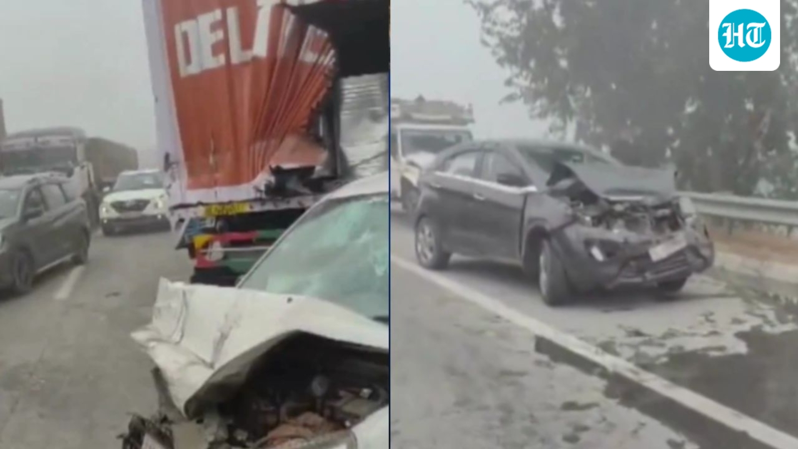 Several vehicles collide in pile-up on Eastern Peripheral Expressway due to dense fog in Greater Noida | Video