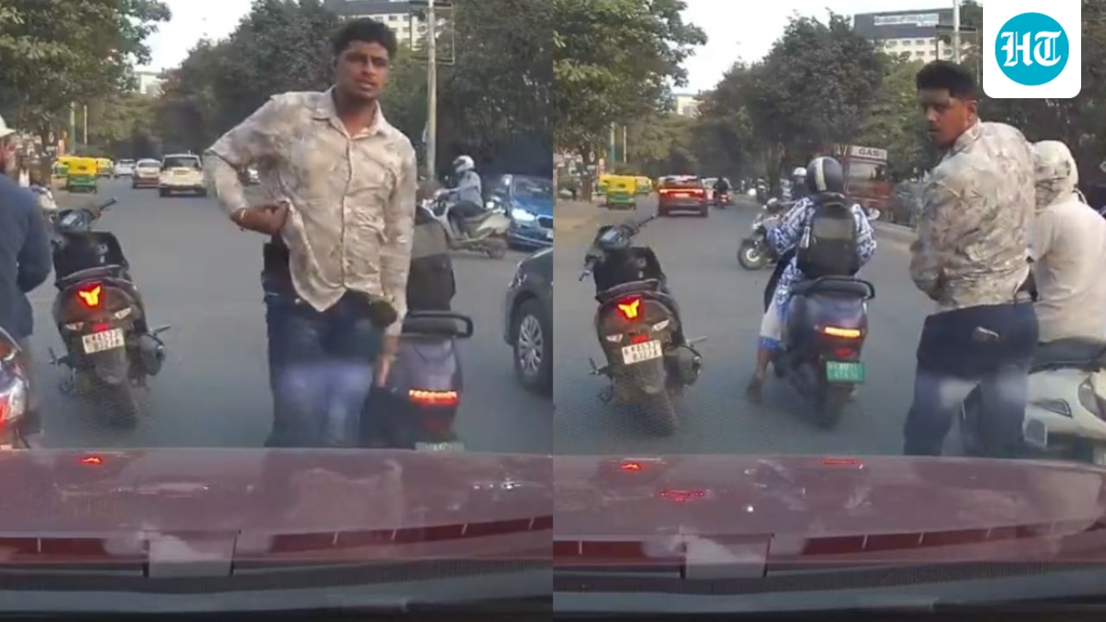 Bengaluru road rage: Biker pulls out knife at Whitefield traffic signal, threatens car driver; cops react | Video