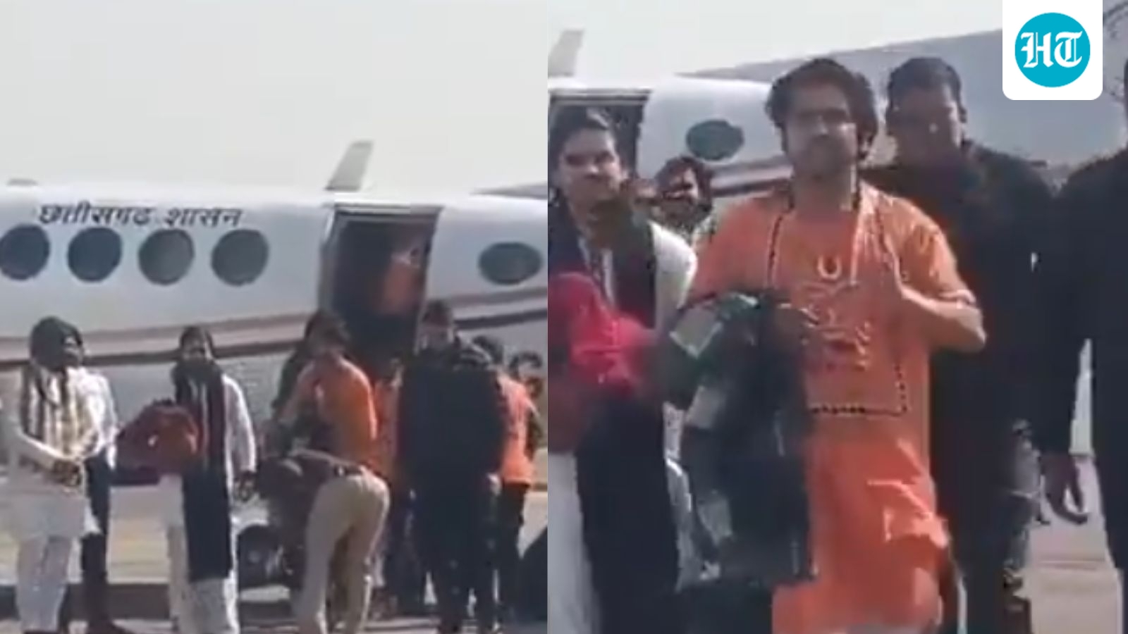Govt plane, cop touching feet: Video of Dhirendra Shastri's arrival in Raipur sparks row