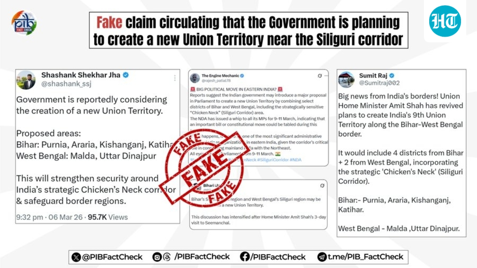 ‘Fake claim’: Centre denies reports of planning ‘new UT with Bihar, Bengal districts’, fact-checks X posts