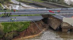 Motorway collapses as deadly storms hit France, Portugal and Spain