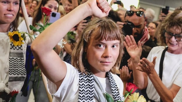 Greta Thunberg among Gaza flotilla activists cheered in Athens after being expelled by Israel