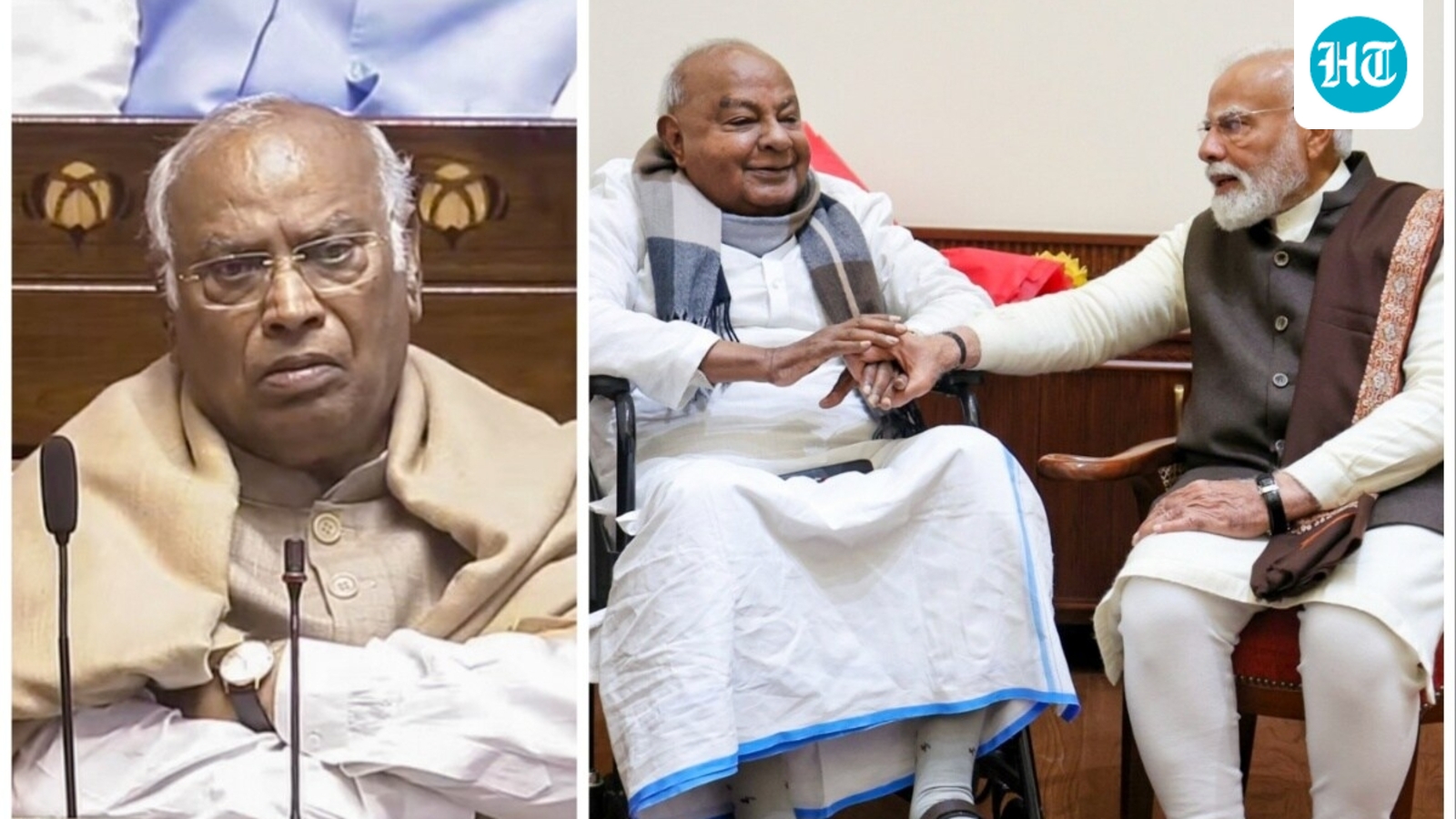 Kharge's dig at Deve Gowda makes Modi laugh: 'Mohabbat humse, shaadi...' | WATCH