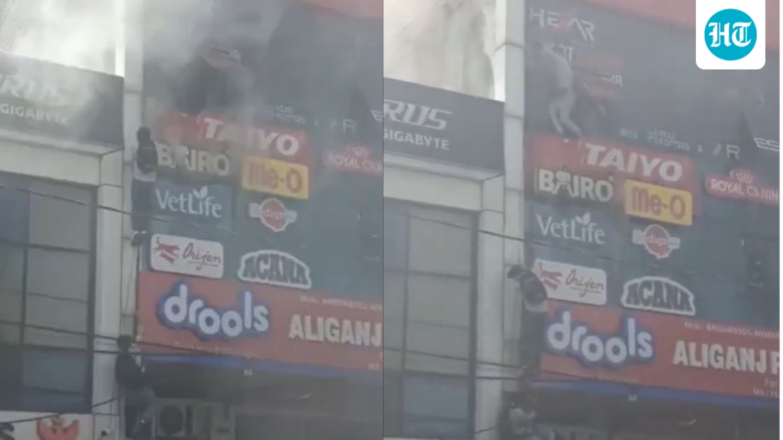 People cling to ropes as fire rips through Lucknow building, killing 15: Video