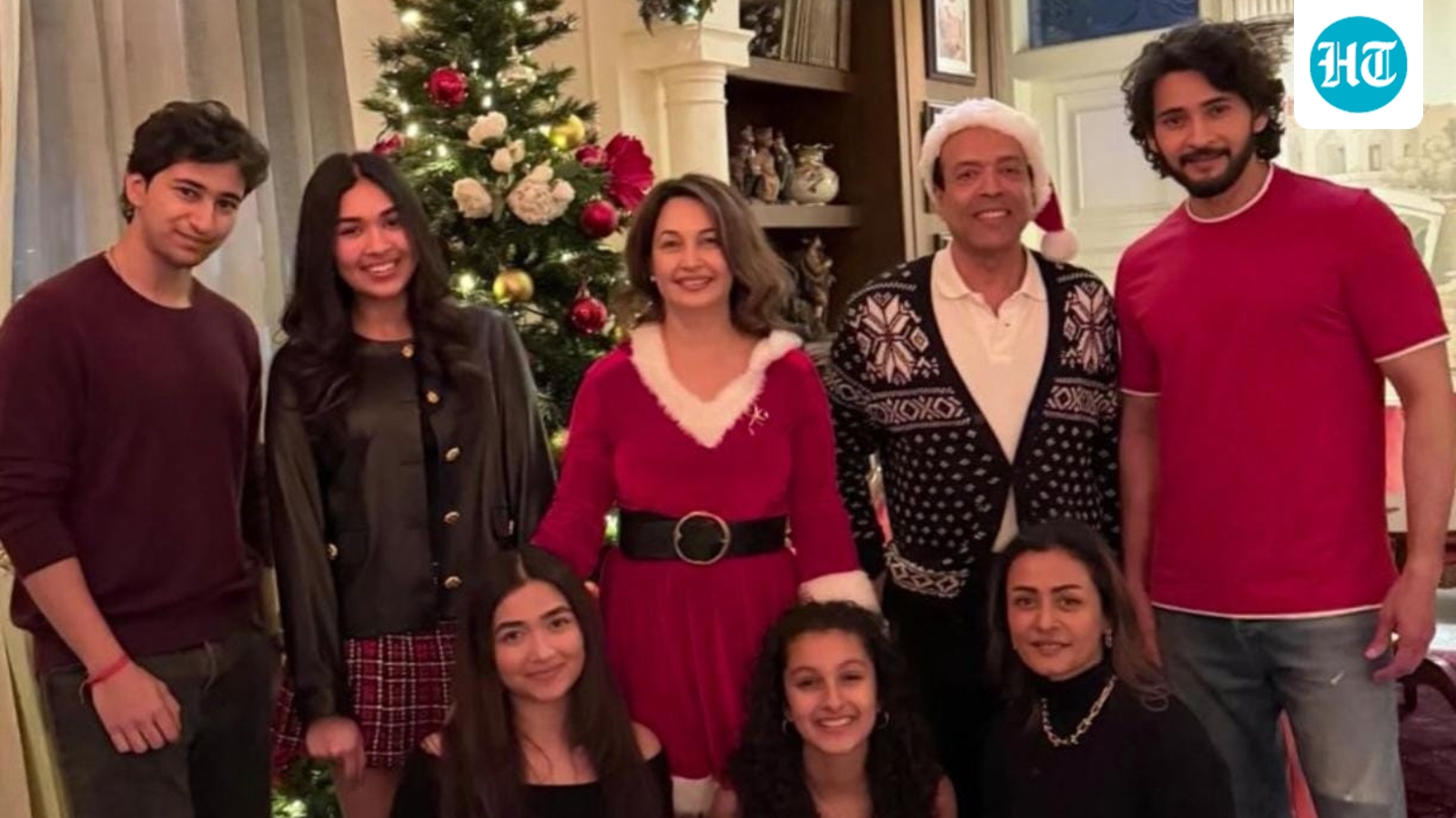 Mahesh Babu twins in red with daughter Sitara Ghattamaneni during Christmas celebrations with family. See pic