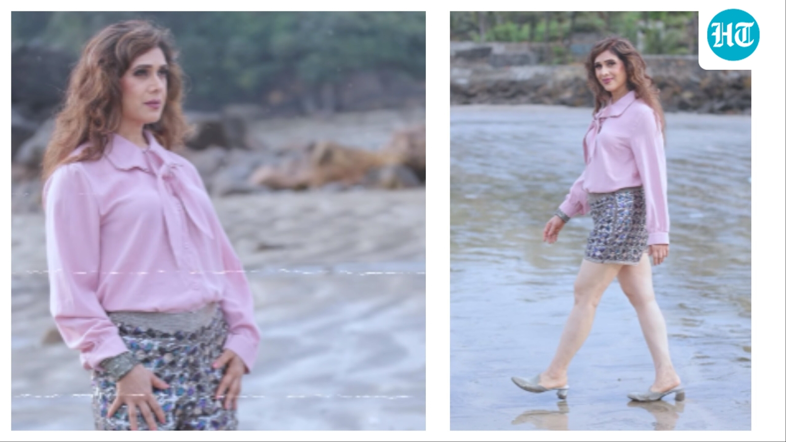 ‘80s star Meenakshi Seshadri rocks blingy shorts on a beach at 62: ‘Wearing shorts after a long time’