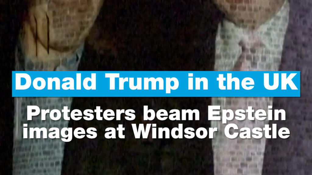 Donald Trump in the UK: Protesters beam Epstein images at Windsor Castle