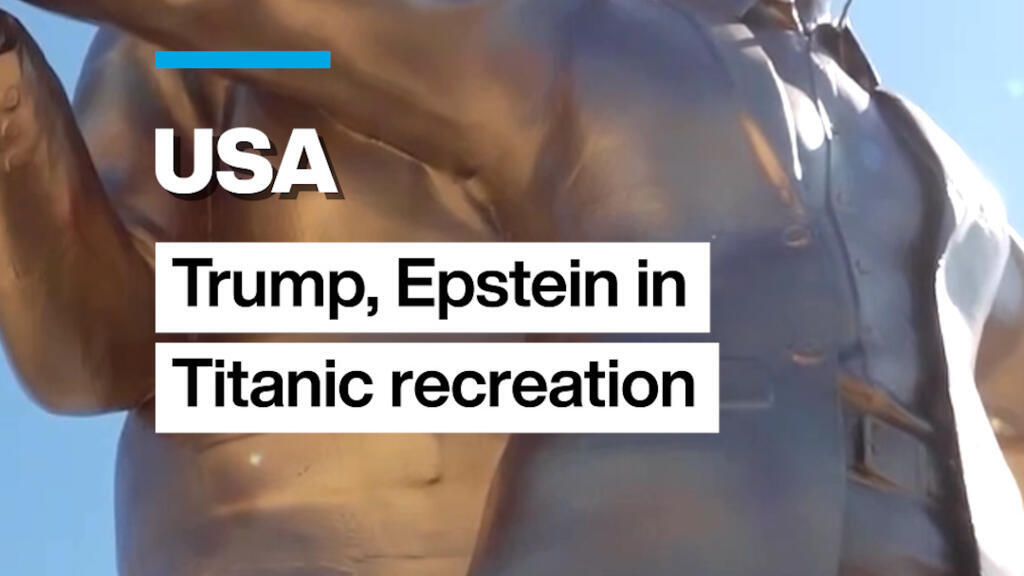 'King of the World' statue shows Trump with Epstein in "Titanic" recreation