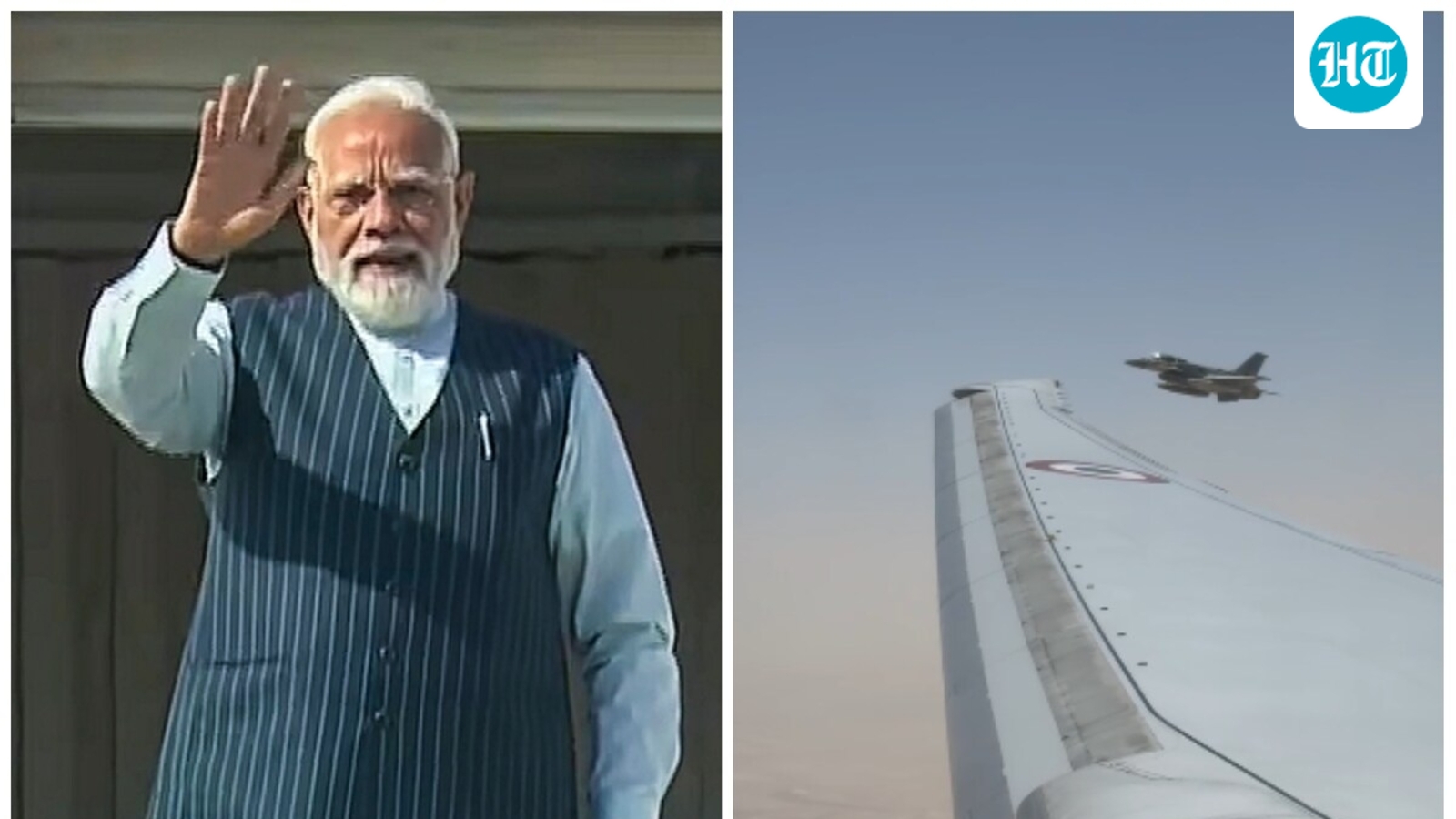 PM Modi's plane escorted by F-16 fighter jets in UAE airspace; BJP shares clip | WATCH