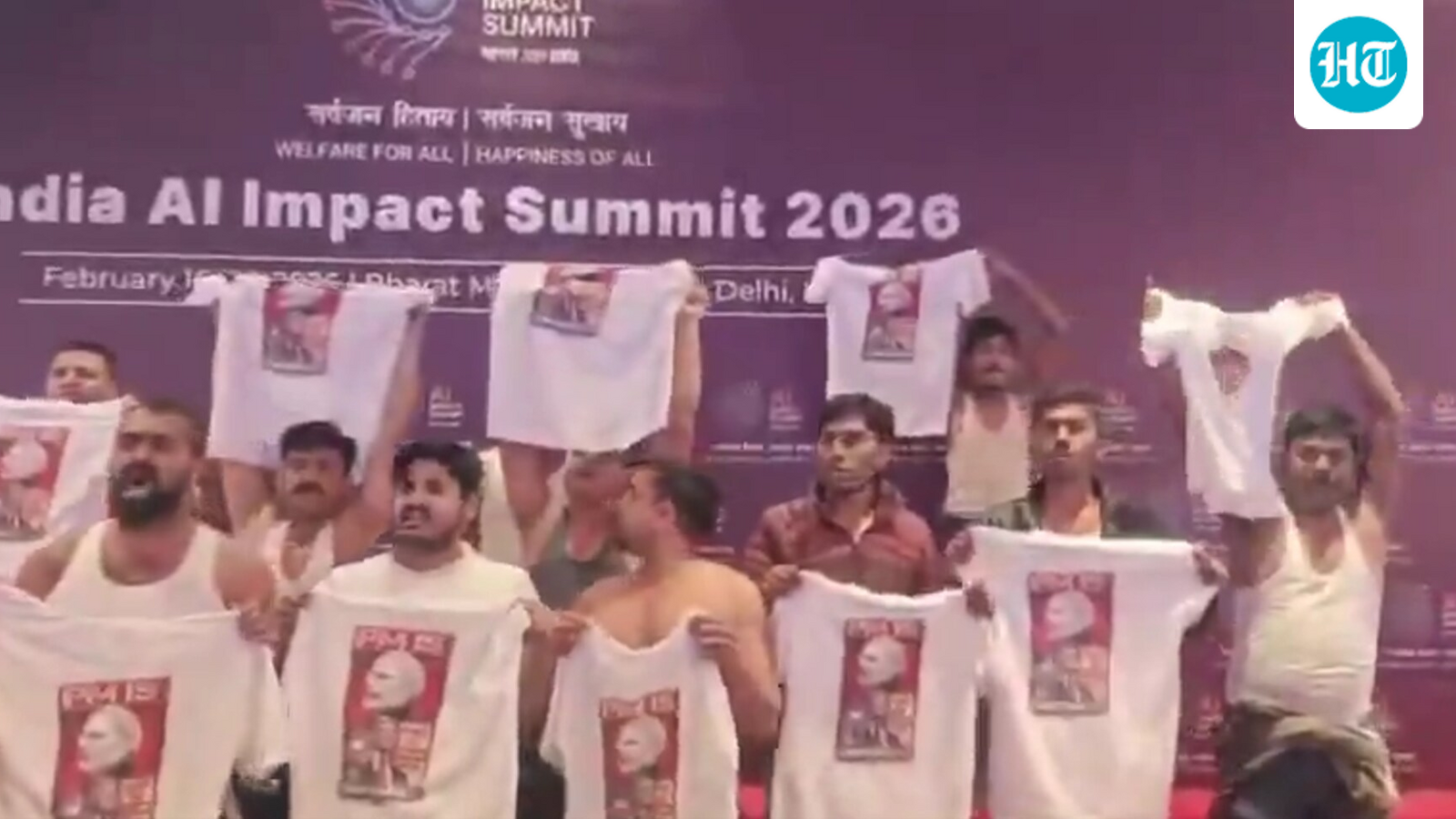 AI Summit 2026 LIVE updates: Indian Youth Congress workers protest at Bharat Mandapam