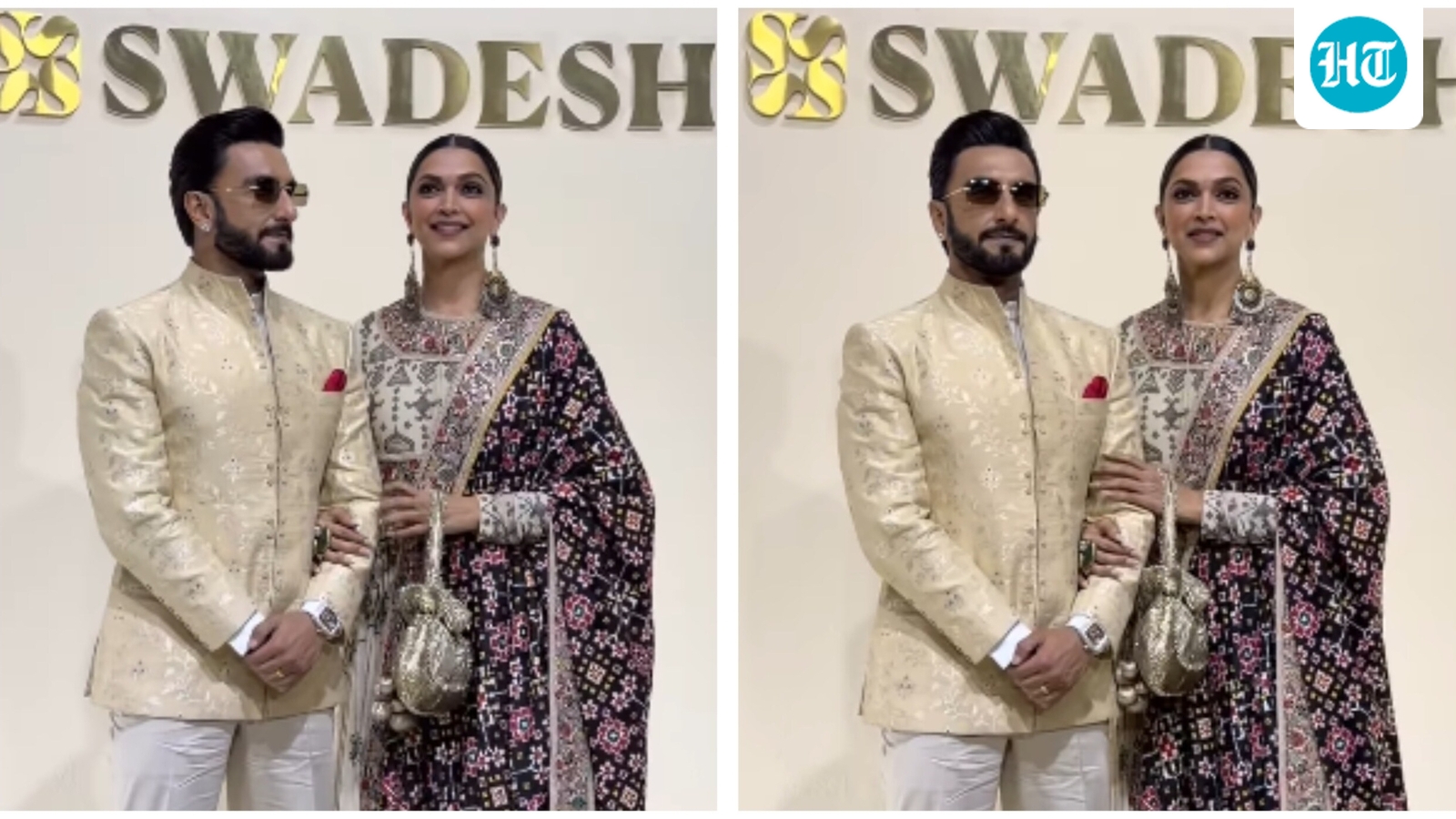 Ranveer Singh and Deepika Padukone hold hands, happily pose for pictures at an event. Watch
