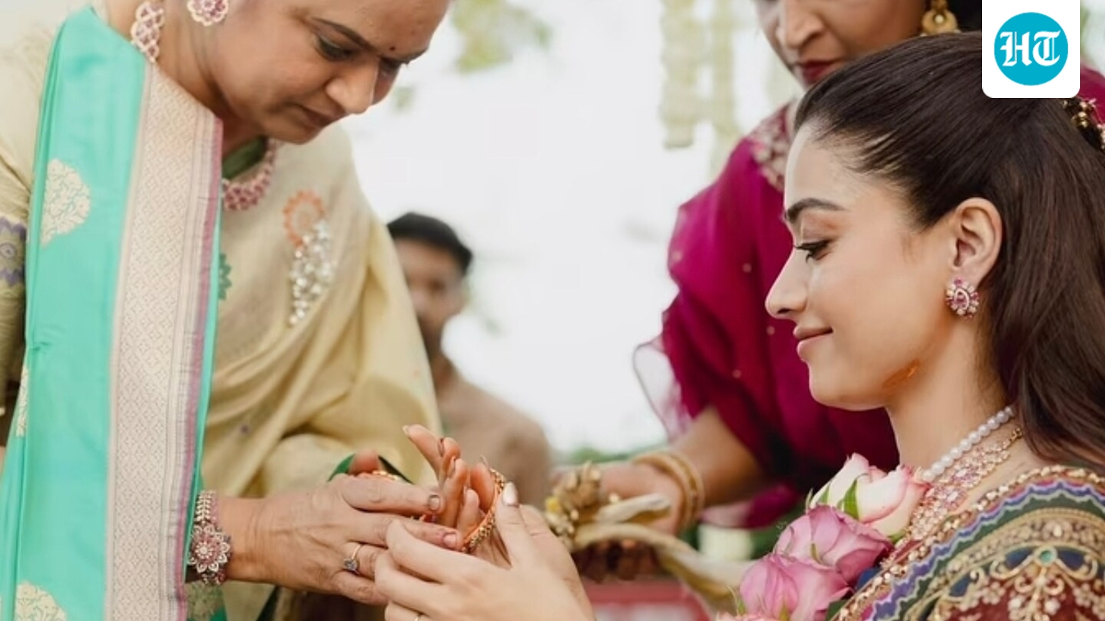 Unseen pictures from Rashmika Mandanna's wedding show attagaru gifting her heirloom bangles, showering her with love