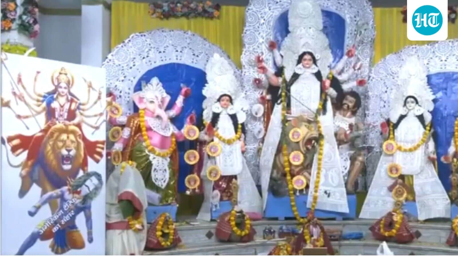 Goddess Durga slays ‘demon’ American tariffs at unique puja pandal in Lucknow