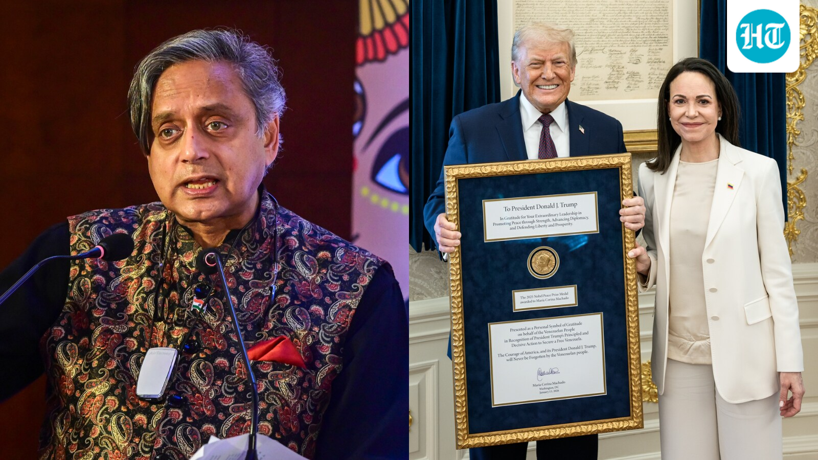 Shashi Tharoor on Machado giving Nobel Peace Prize to Trump: ‘Collision of Venezuelan desperation and American ego’