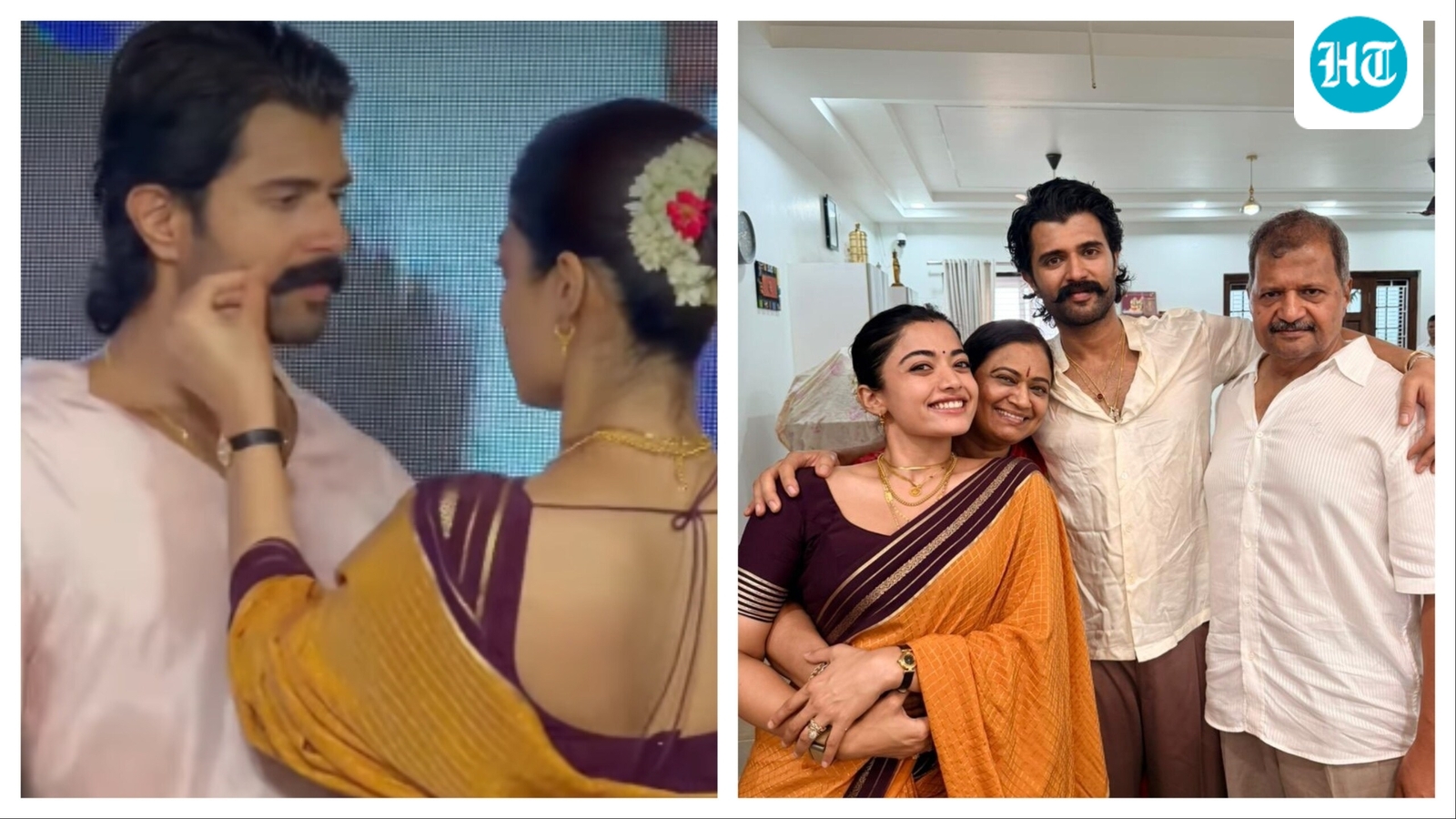Rashmika Mandanna fixes Vijay Deverakonda’s moustache at event, wipes off sweat from his forehead. Watch