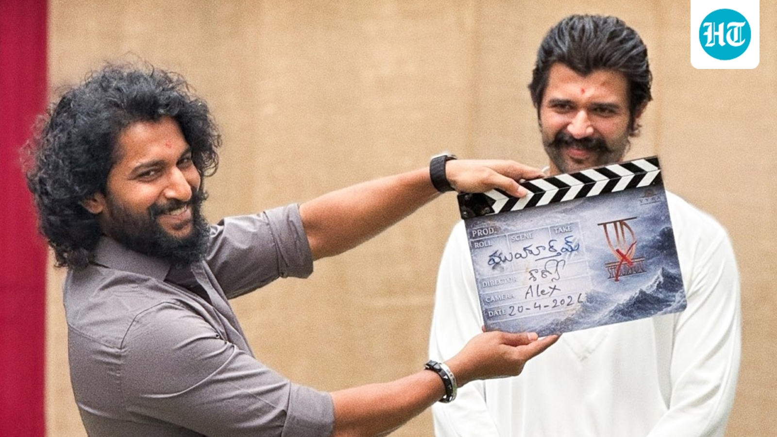 Nani hugs Vijay Deverakonda, gives first clap for actor's upcoming film with Hi Nanna director Shouryuv
