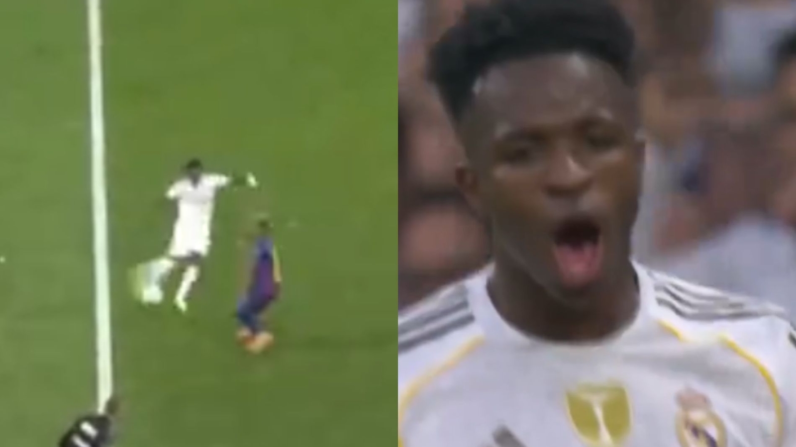 Vinicius Junior vents frustration on Lamine Yamal after being denied penalty; thrashes ball onto his body